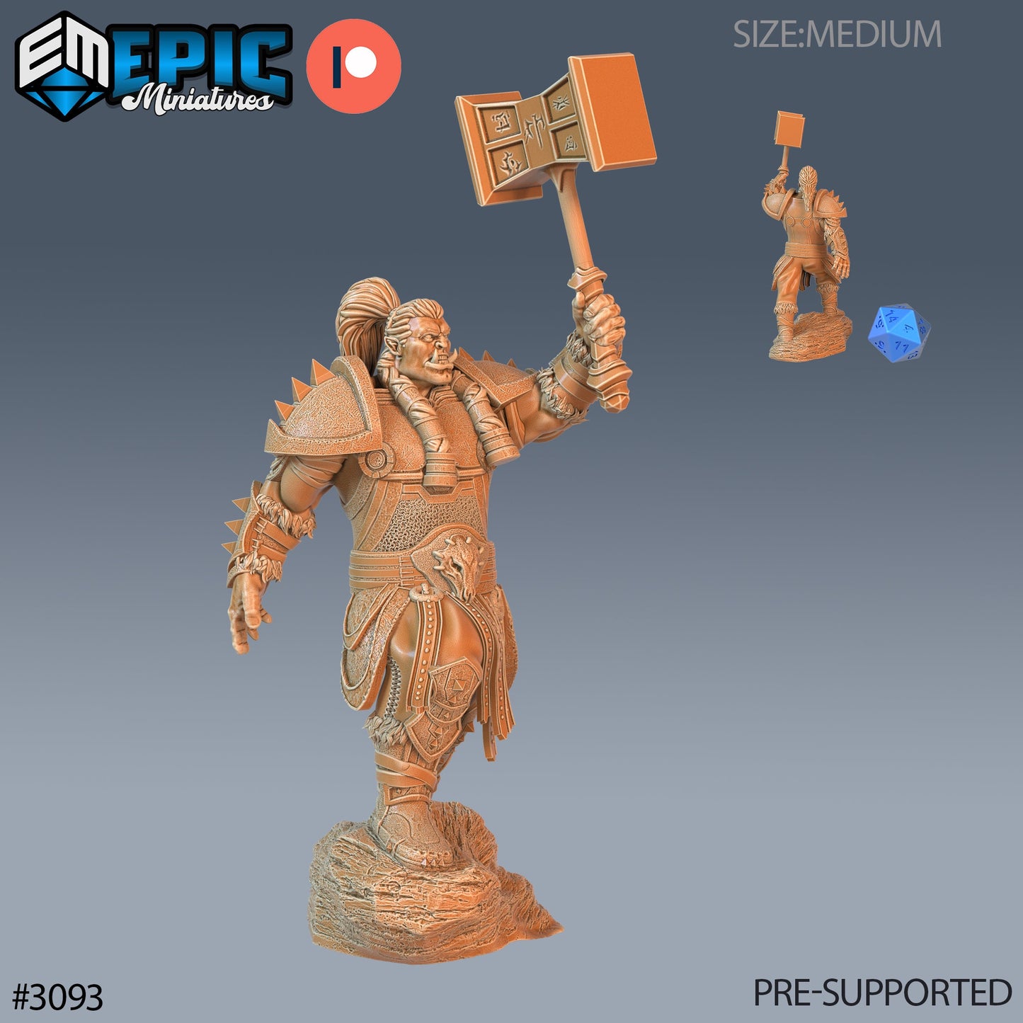 Orc Paladin Player Character (3 Variants Available) - Epic Miniatures