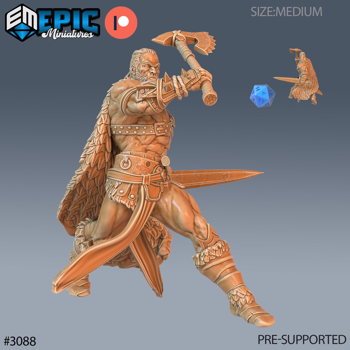 Barbarian Player Character (3 Variants Available) - Epic Miniatures