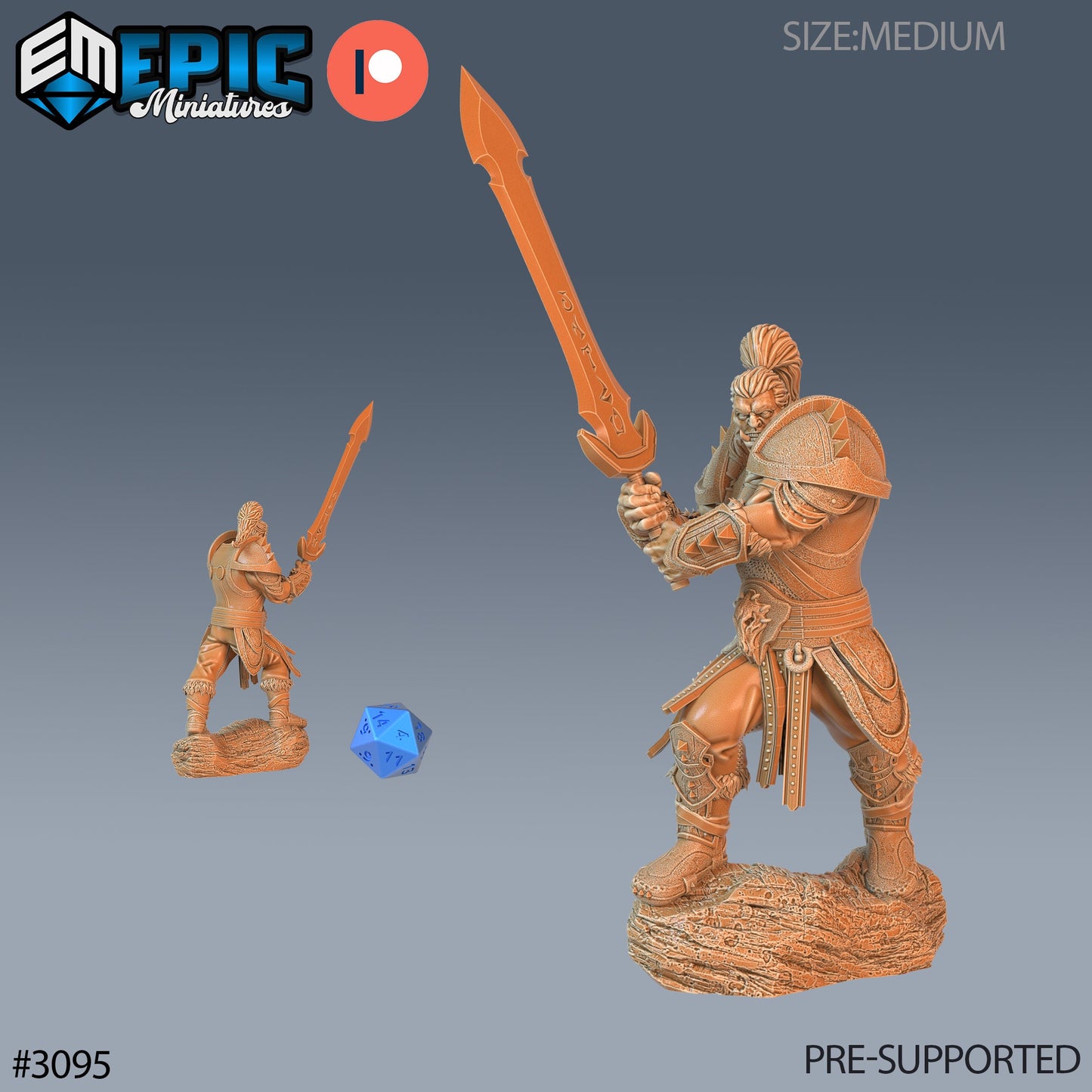 Orc Paladin Player Character (3 Variants Available) - Epic Miniatures