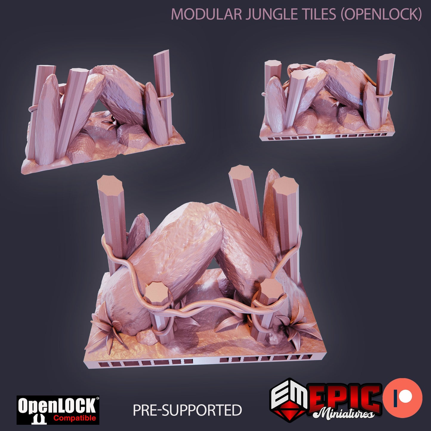 Modular Jungle Tiles, Floor Set (OpenLock) - Epic Miniatures