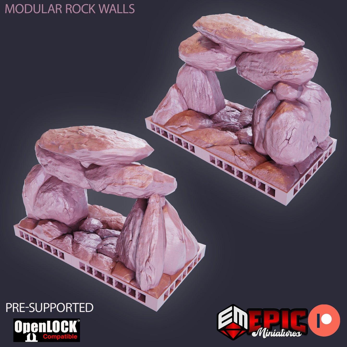 Modular Rock Tiles, Floor Set (OpenLock) - Epic Miniatures