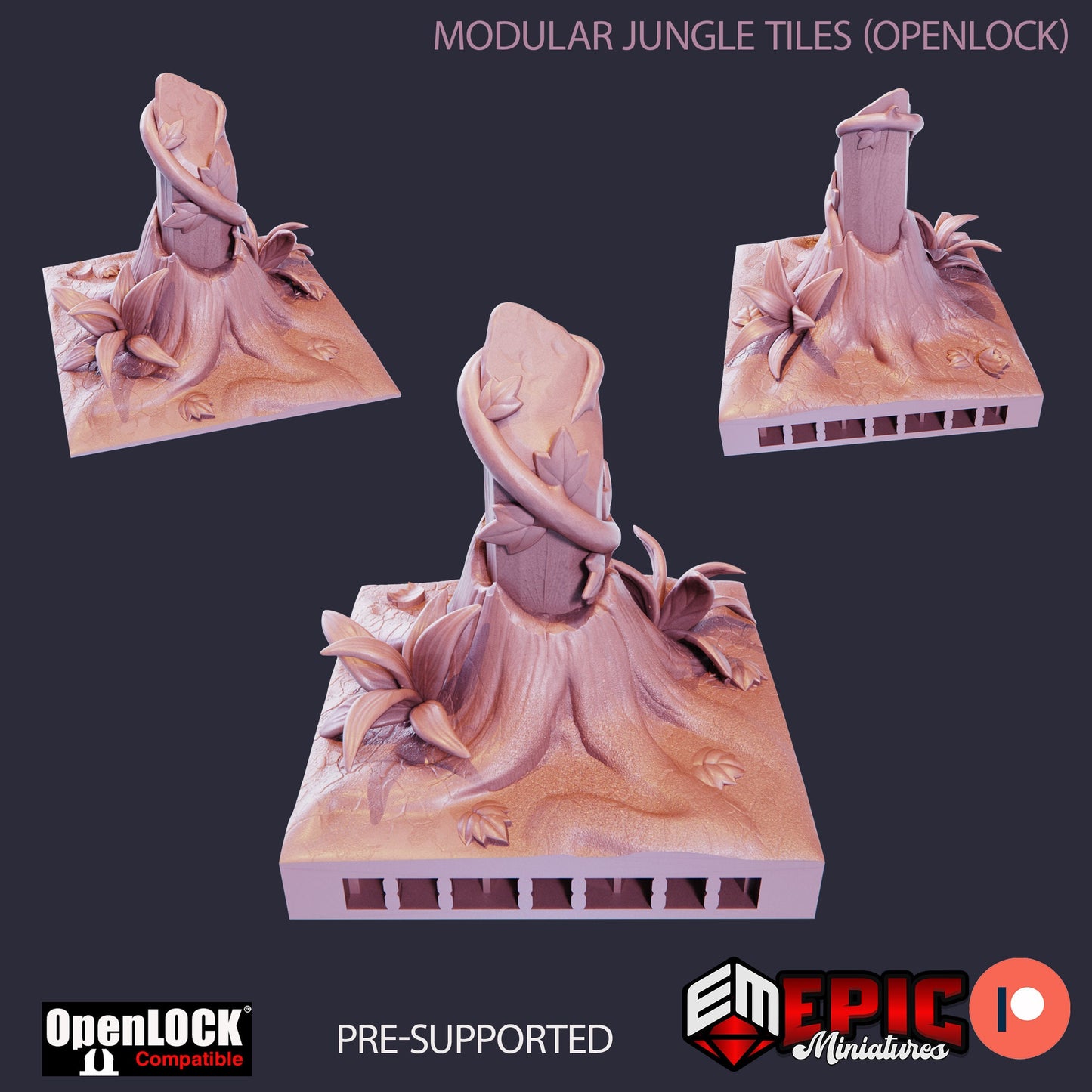 Modular Jungle Tiles, Floor Set (OpenLock) - Epic Miniatures