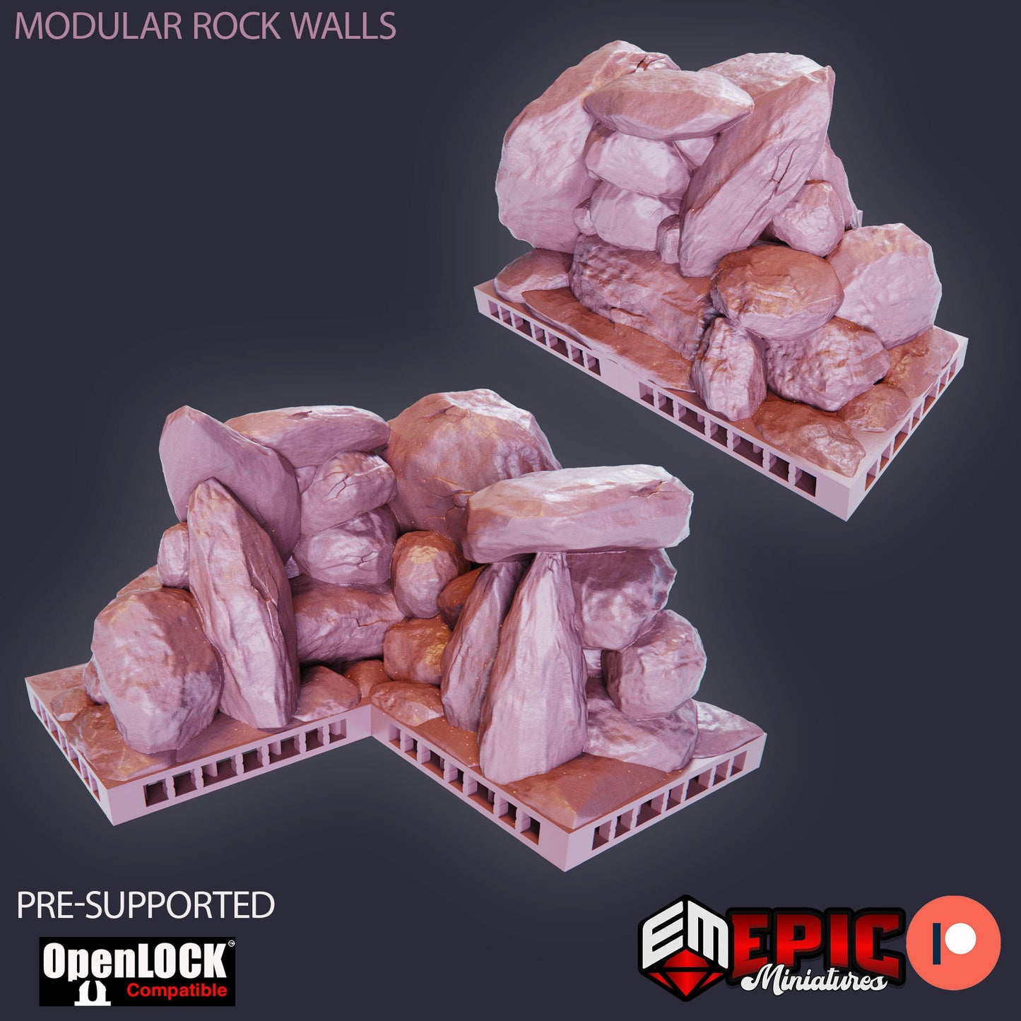 Modular Rock Tiles, Floor Set (OpenLock) - Epic Miniatures