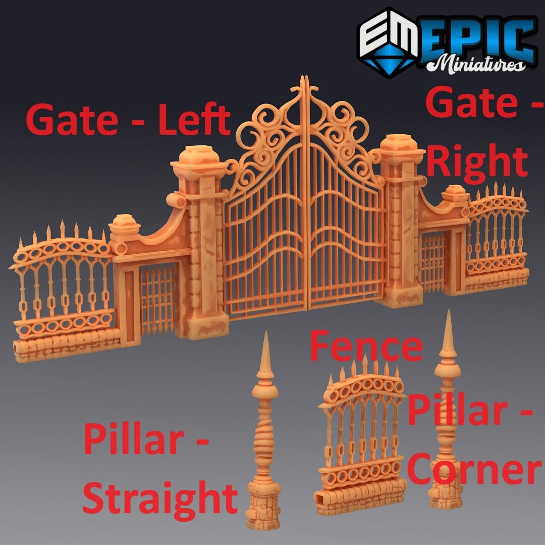 Graveyard Gate & Fence Terrain Kit - Epic Miniatures