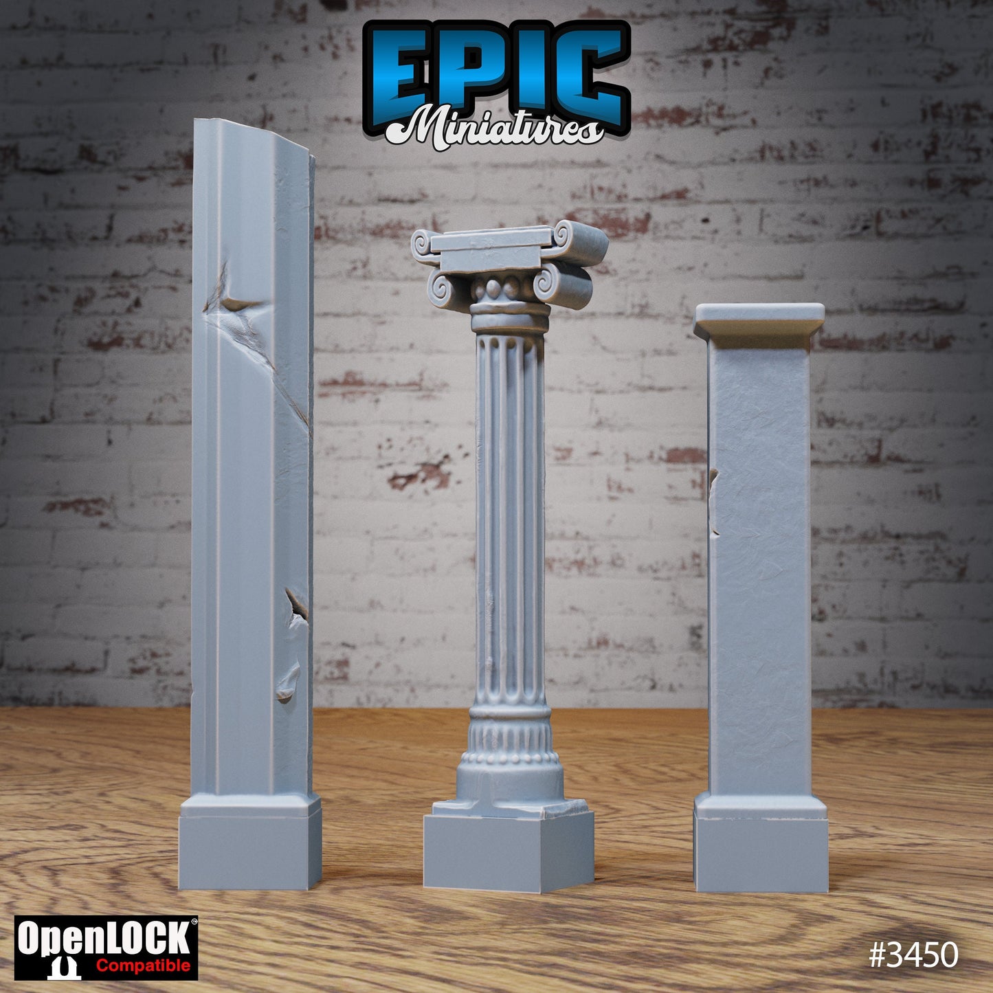 Chivalry Garden Terrain, Columns Tiles (OpenLock) - Epic Miniatures