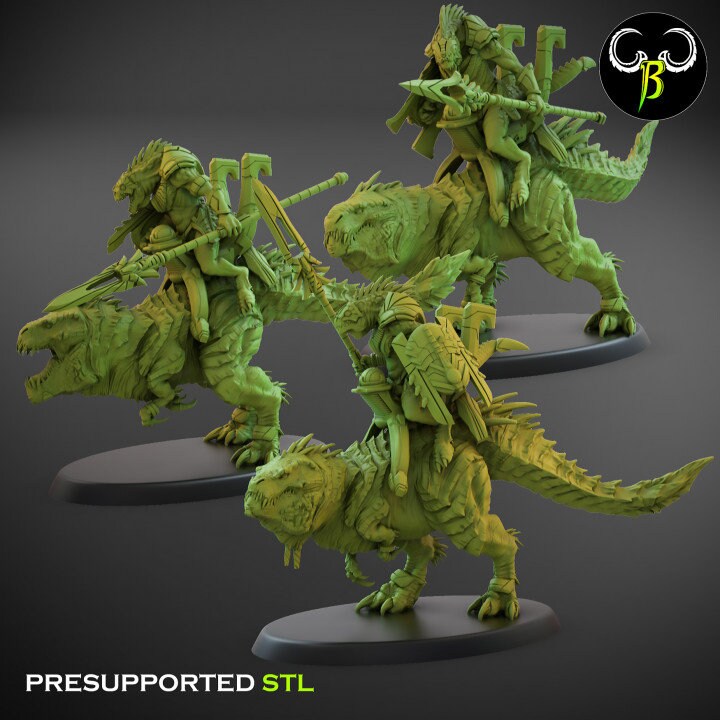 Carnadon Rider, Lance Squad (3 Variants Available) - Clay Beast Creations