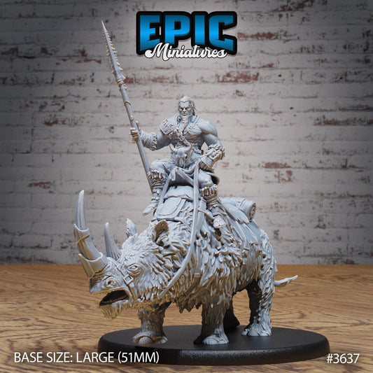 Barbarian Tribe Rhino Rider - Epic Miniatures
