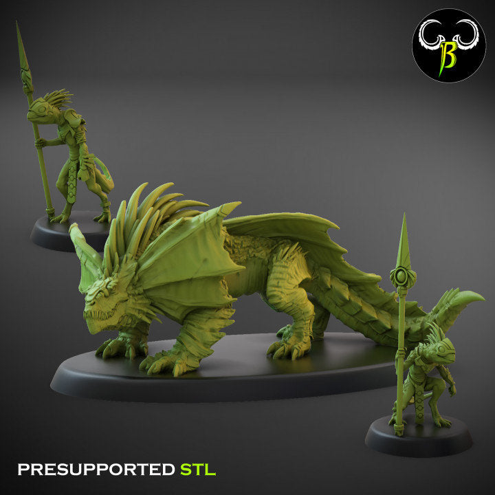 Lavadon Prime and Tamers, Set A (3 Variants Available) - Clay Beast Creations