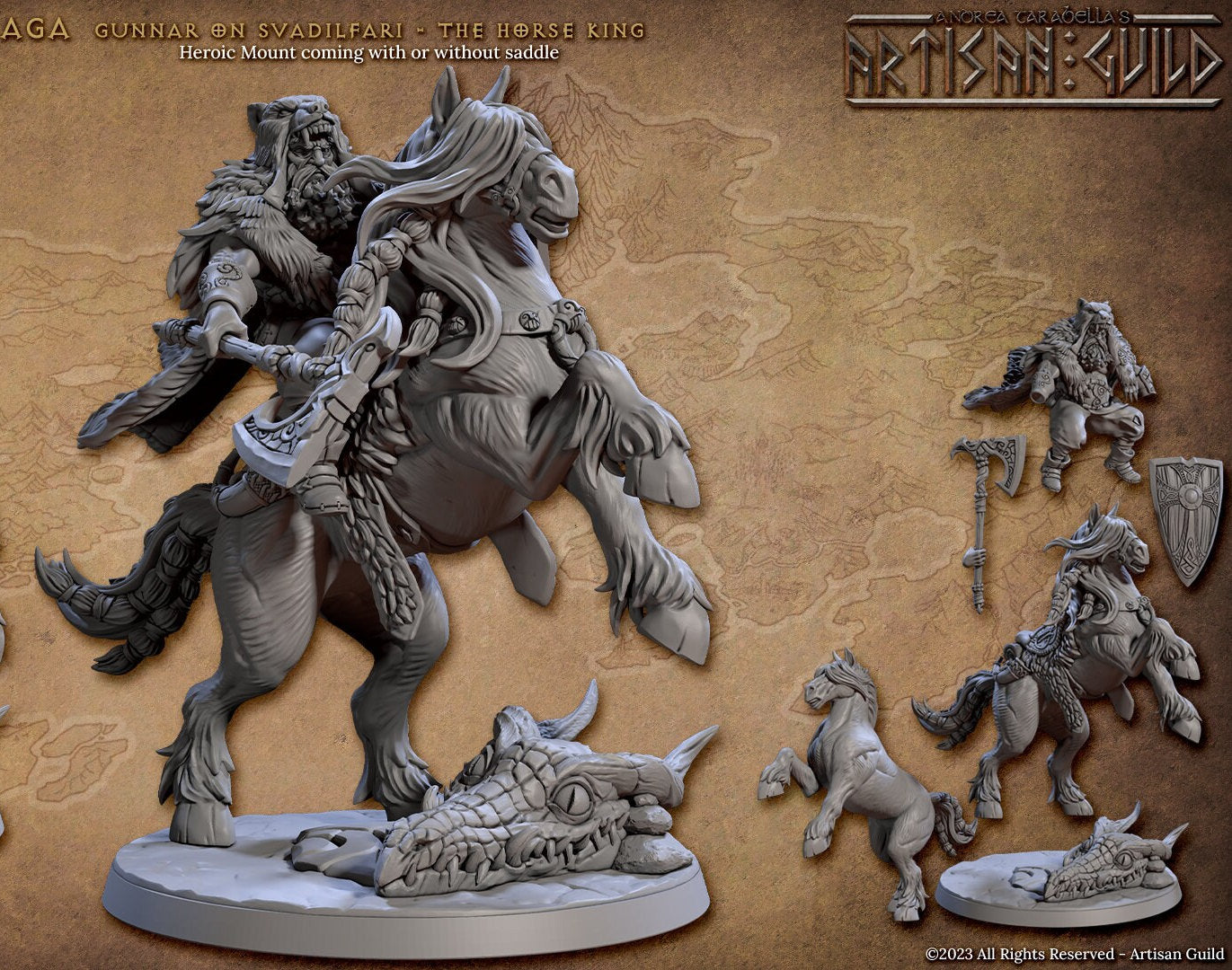 Gunnar riding a Horse King - Artisan Guild