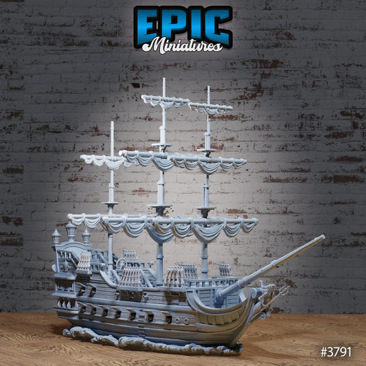 Treasure Galleon Ship, Playable Terrain Piece - Epic Miniatures