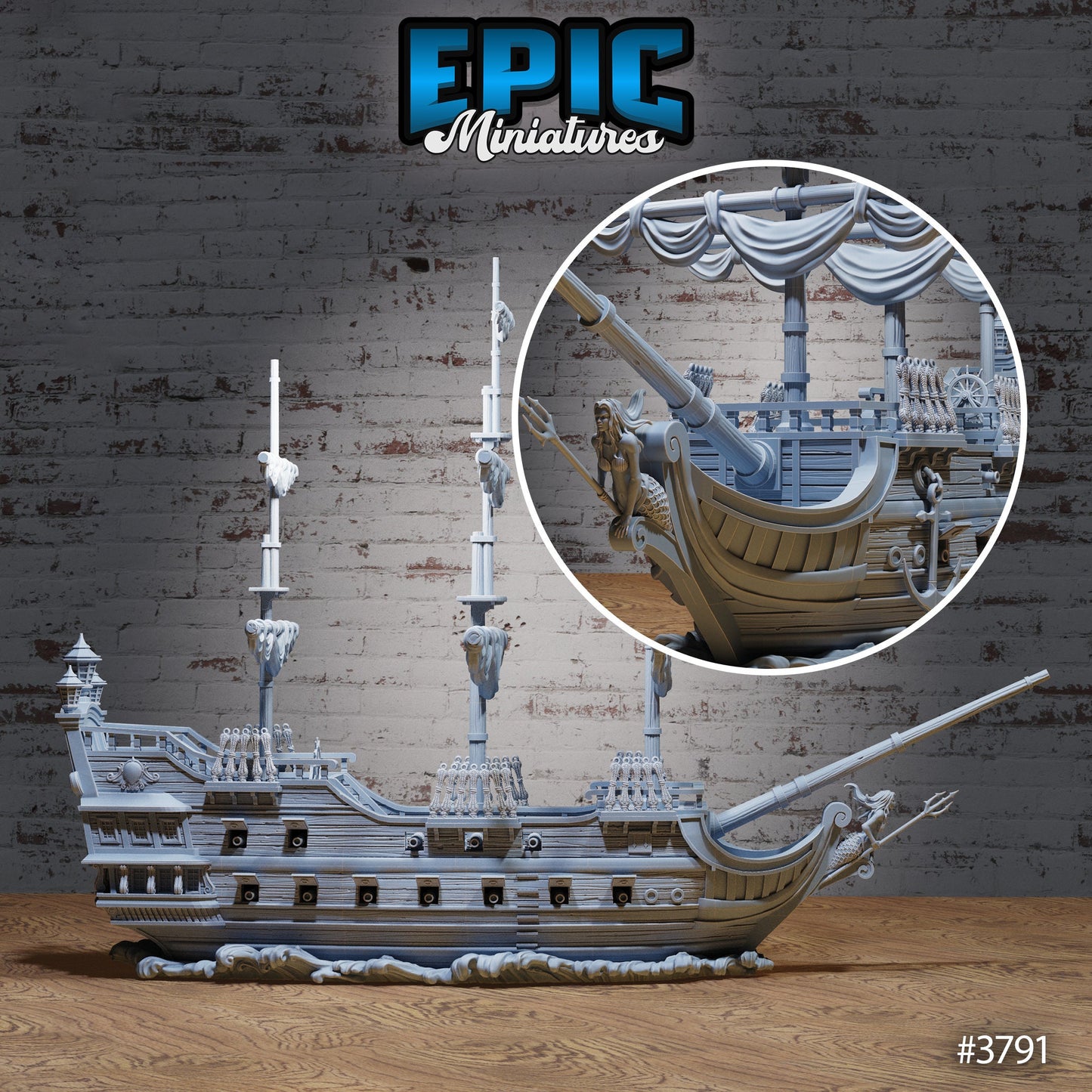Treasure Galleon Ship, Playable Terrain Piece - Epic Miniatures