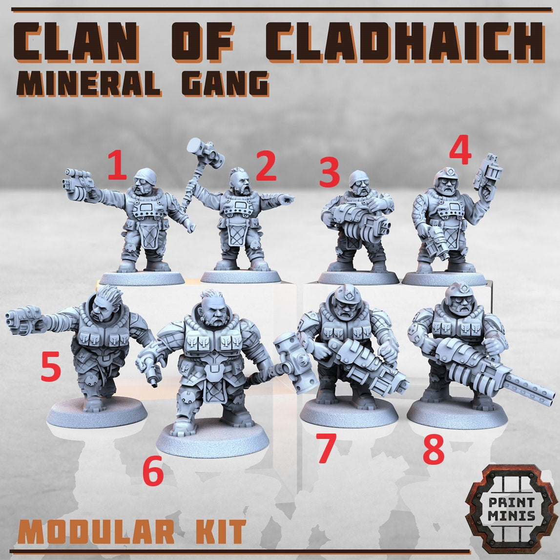 Clan of Cladhaich, Dwarves - Set 1 (8 Variants Available) - Print Minis