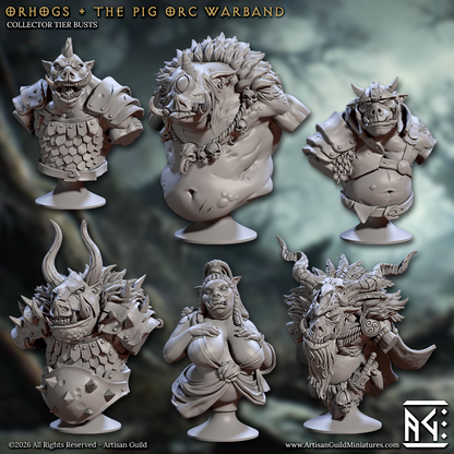 Orhog Warband, Pig-Orc Busts (8 Variants Available) - Artisan Guild