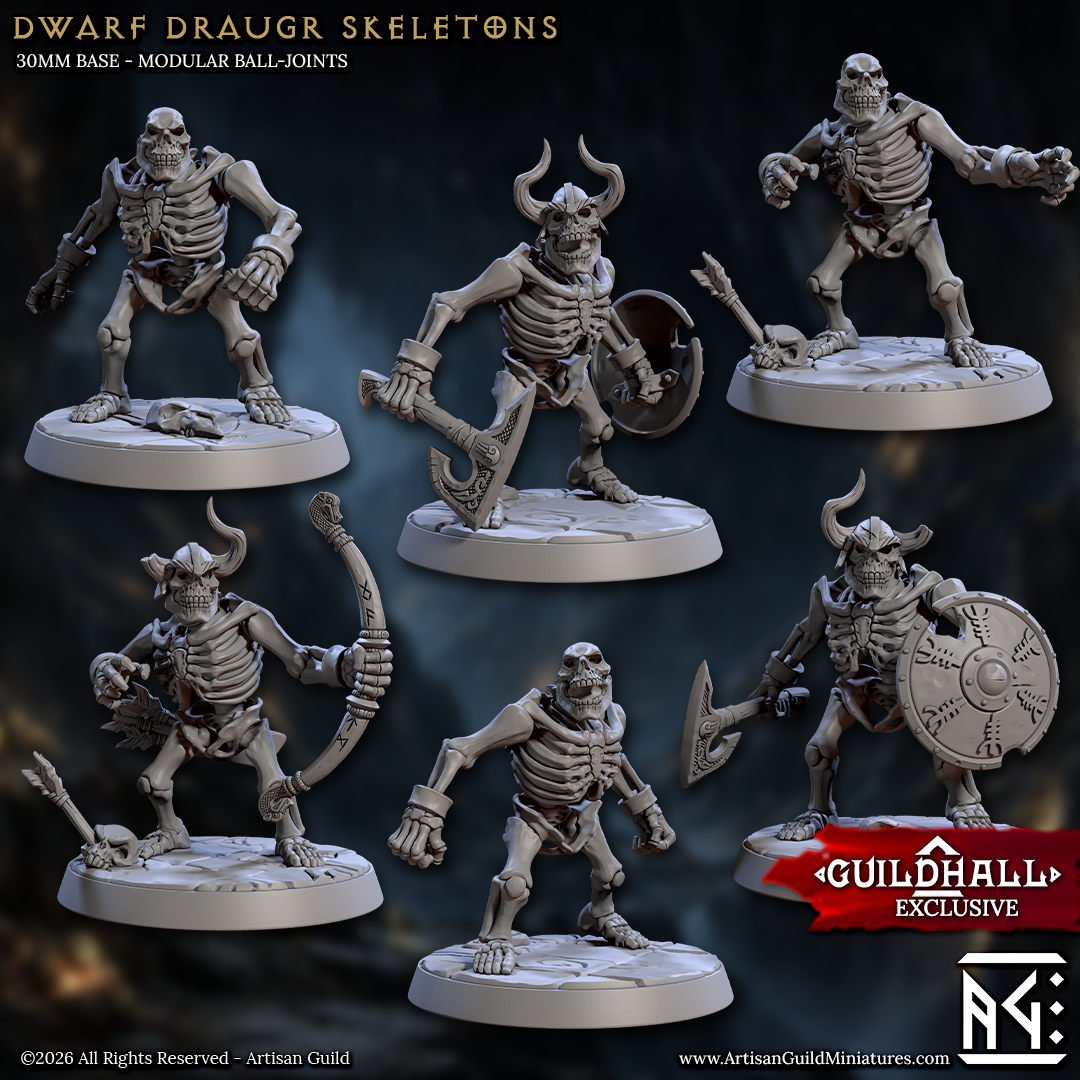 Dwarf Draugr - Skeletons, Undead Dwarven Warriors (6 Variants Available) - Artisan Guild