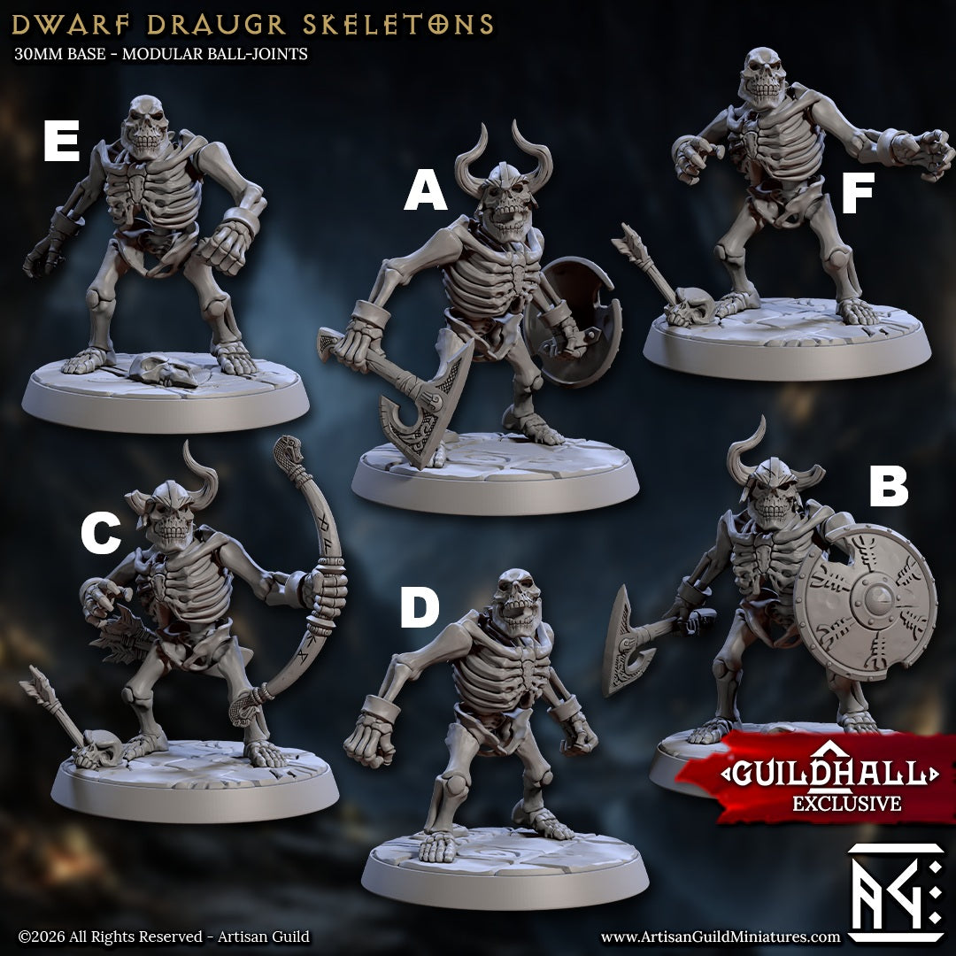 Dwarf Draugr - Skeletons, Undead Dwarven Warriors (6 Variants Available) - Artisan Guild