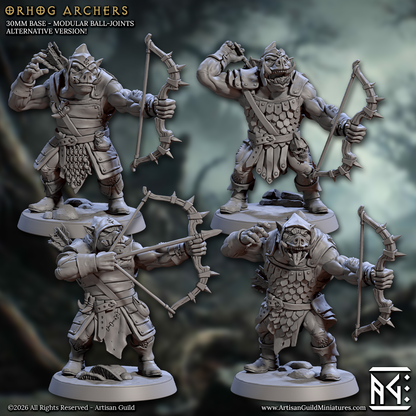 Orhog Archers, Pig Orc Warband Ranged Squad with Helmets (4 Variants Available) - Artisan Guild