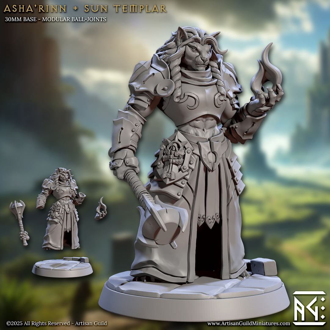 Asha Rinn, Sun Templar - Lion Folk Paladin - Artisan Guild