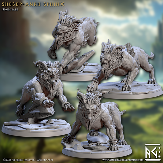 Shesep-Ankh Sphinxes, Feathered Lions (4 Variants Available) - Artisan Guild