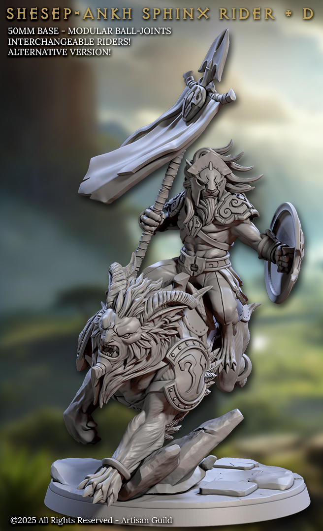 Shesep-Ankh Sphinx Riders, Lionfolk Cavalry - Set 1 (4 Variants Available) - Artisan Guild