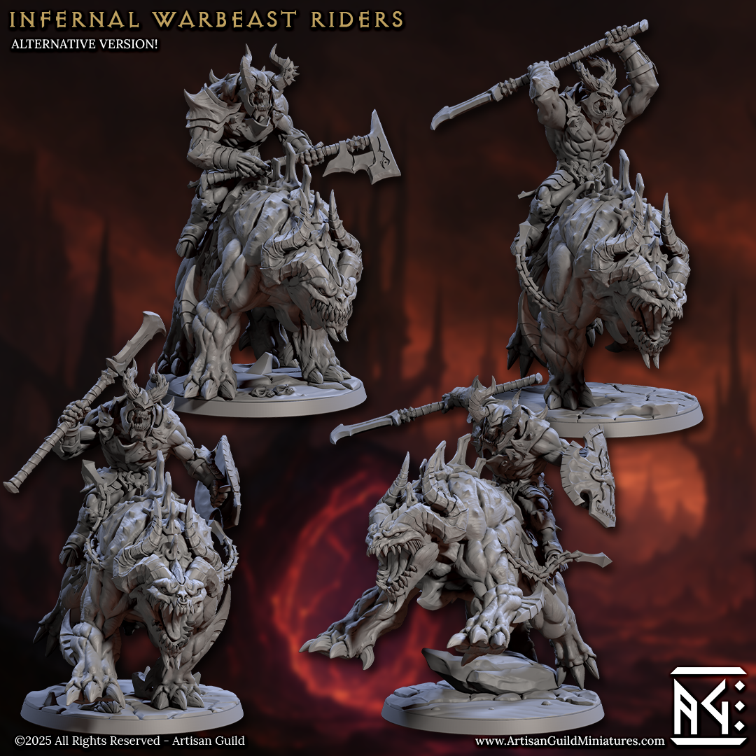 Belzatu, Infernal Warbeasts with Ravager Riders - Set 1 (4 Variants Available) - Artisan Guild