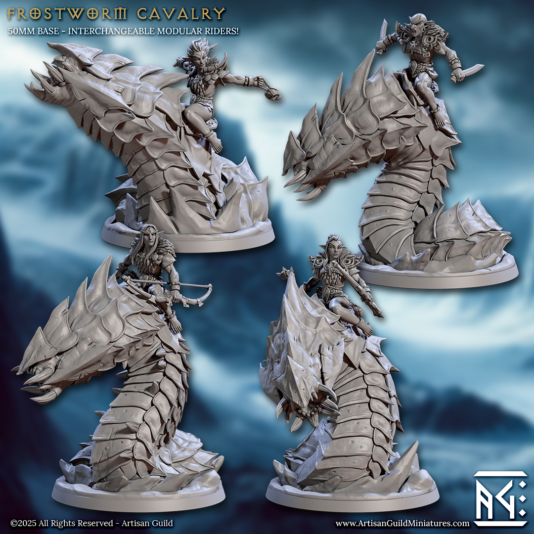 Frost Alfar, Frostworm Riders - Winter Elf Cavalry (4 Variants Available) - Artisan Guild