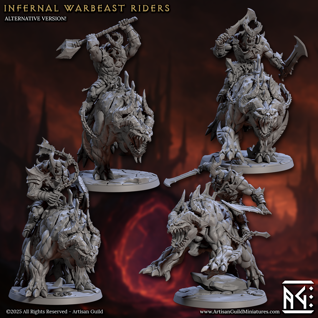 Belzatu, Infernal Warbeasts with Ravager Riders - Set 2 (4 Variants Available) - Artisan Guild