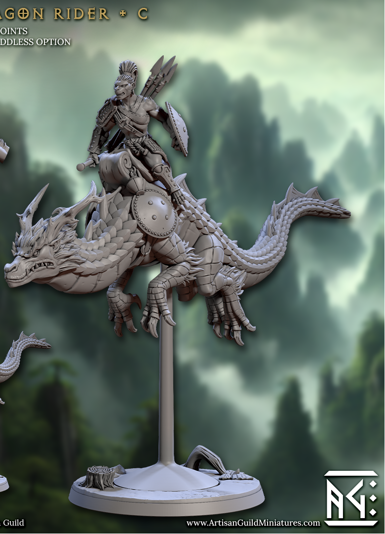 Spiritual Dragon Riders, Monkey Folk riding Asian Dragons - Set 1 (4 Variants Available) - Artisan Guild
