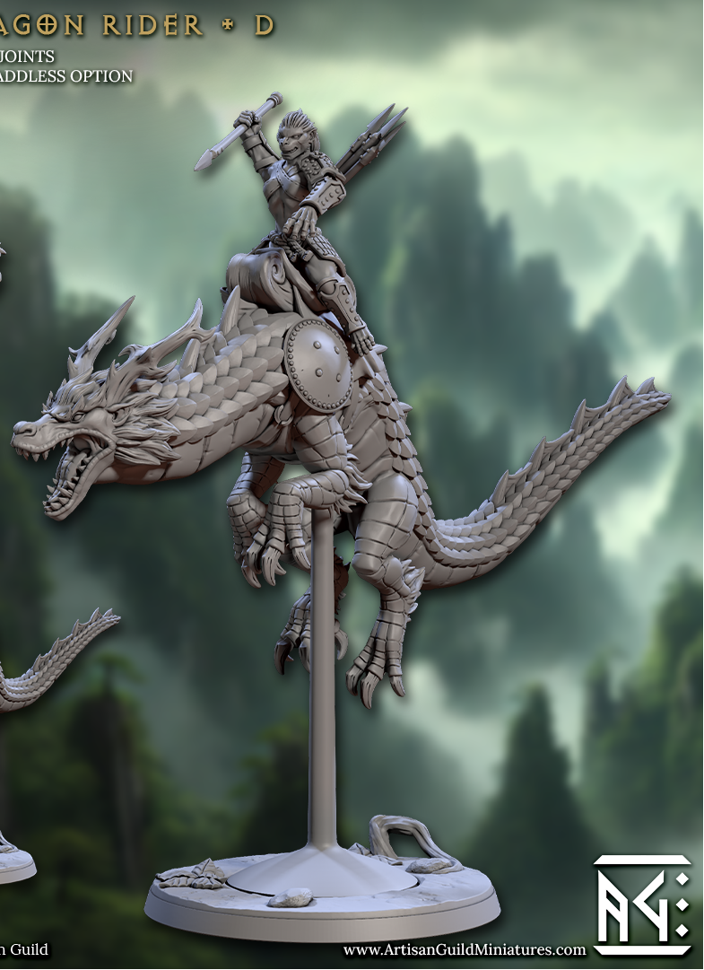 Spiritual Dragon Riders, Monkey Folk riding Asian Dragons - Set 1 (4 Variants Available) - Artisan Guild