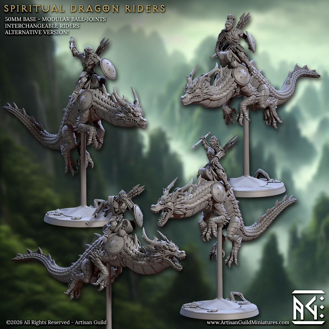 Spiritual Dragon Riders, Monkey Folk riding Asian Dragons - Set 1 (4 Variants Available) - Artisan Guild