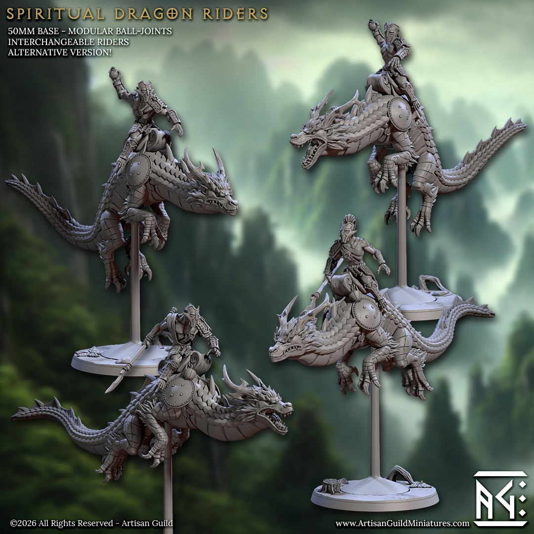 Spiritual Dragon Riders, Monkey Folk riding Asian Dragons - Set 2 (4 Variants Available) - Artisan Guild