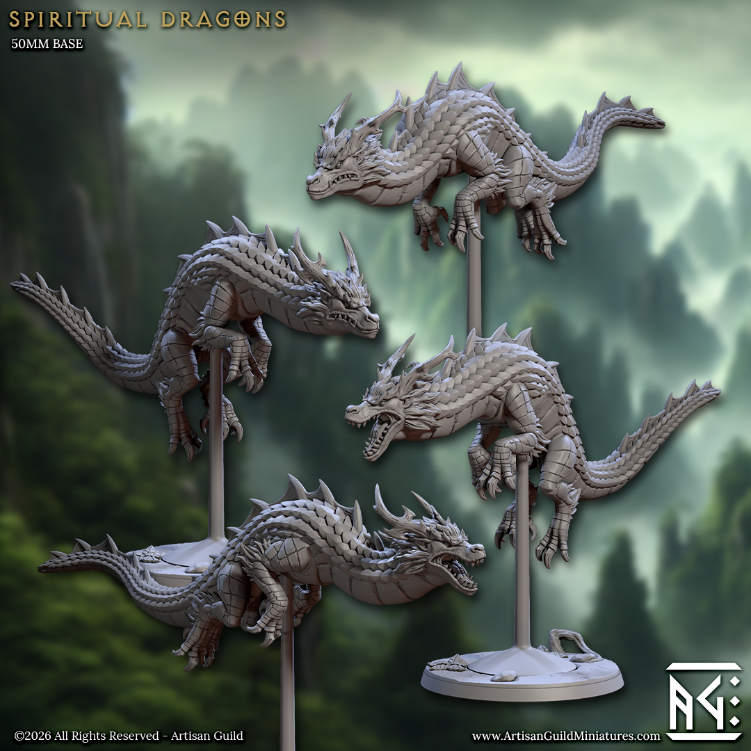 Spiritual Dragons, Asian Wingless Dragons (4 Variants Available) - Artisan Guild