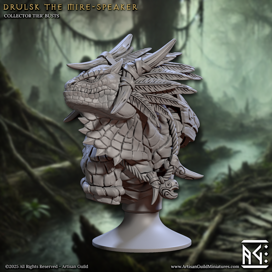 Drulsk the Mire-Speaker, Lizardfolk Shaman Bust - Artisan Guild