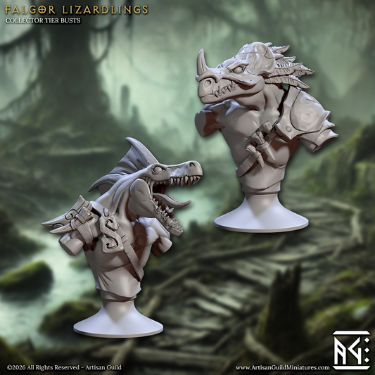 Falgor Lizardling Busts - Skink Folk Statuettes (5 Variants Available) - Artisan Guild