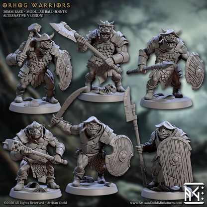 Orhog Warriors, Pig Orc Warband Melee Squad with Helmets (6 Variants Available) - Artisan Guild