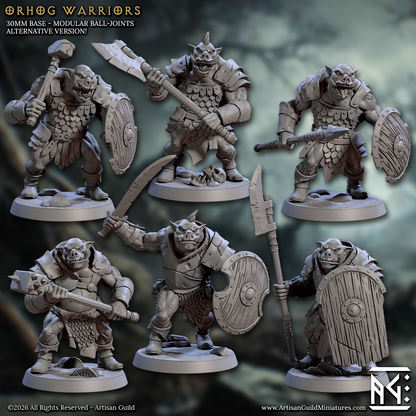 Orhog Warriors, Pig Orc Warband Melee Squad (6 Variants Available) - Artisan Guild