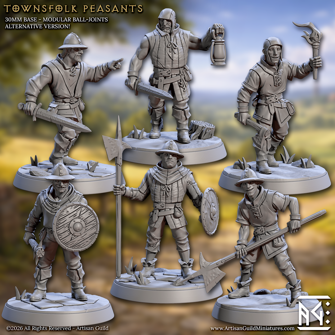Townsfolk Peasants - Armed (6 Variants Available) - Artisan Guild