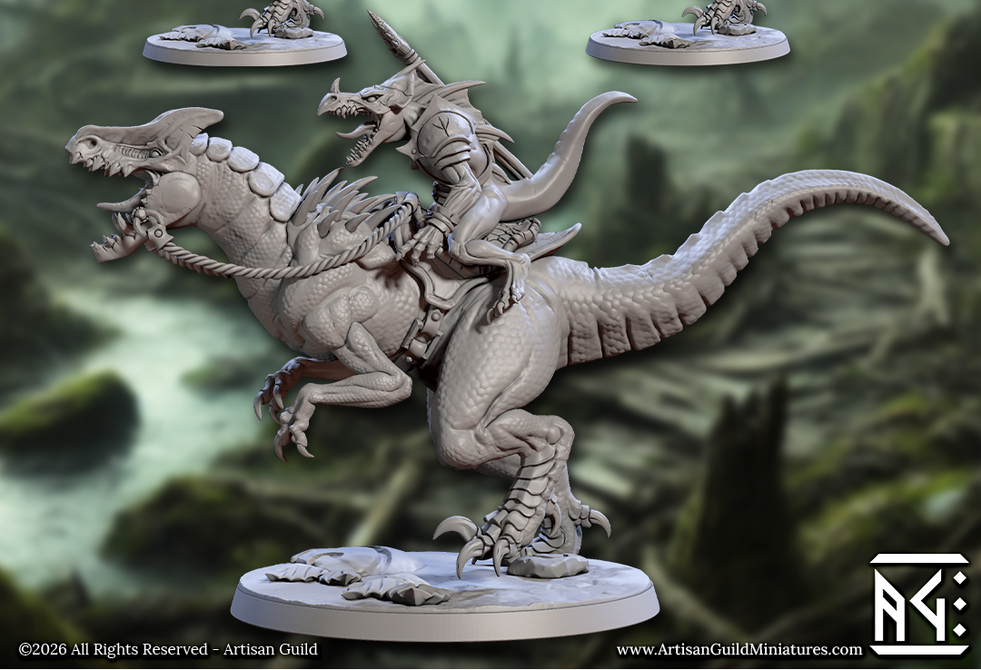 Falgor Razorwyvern Rider Lizardlings, Skink Dinosaur Cavalry - Helmets (4 Variants Available) - Artisan Guild