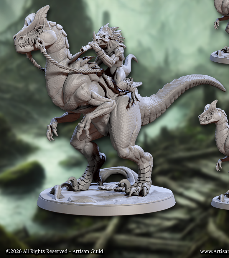 Falgor Razorwyvern Rider Lizardlings, Skink Dinosaur Cavalry - Helmets (4 Variants Available) - Artisan Guild