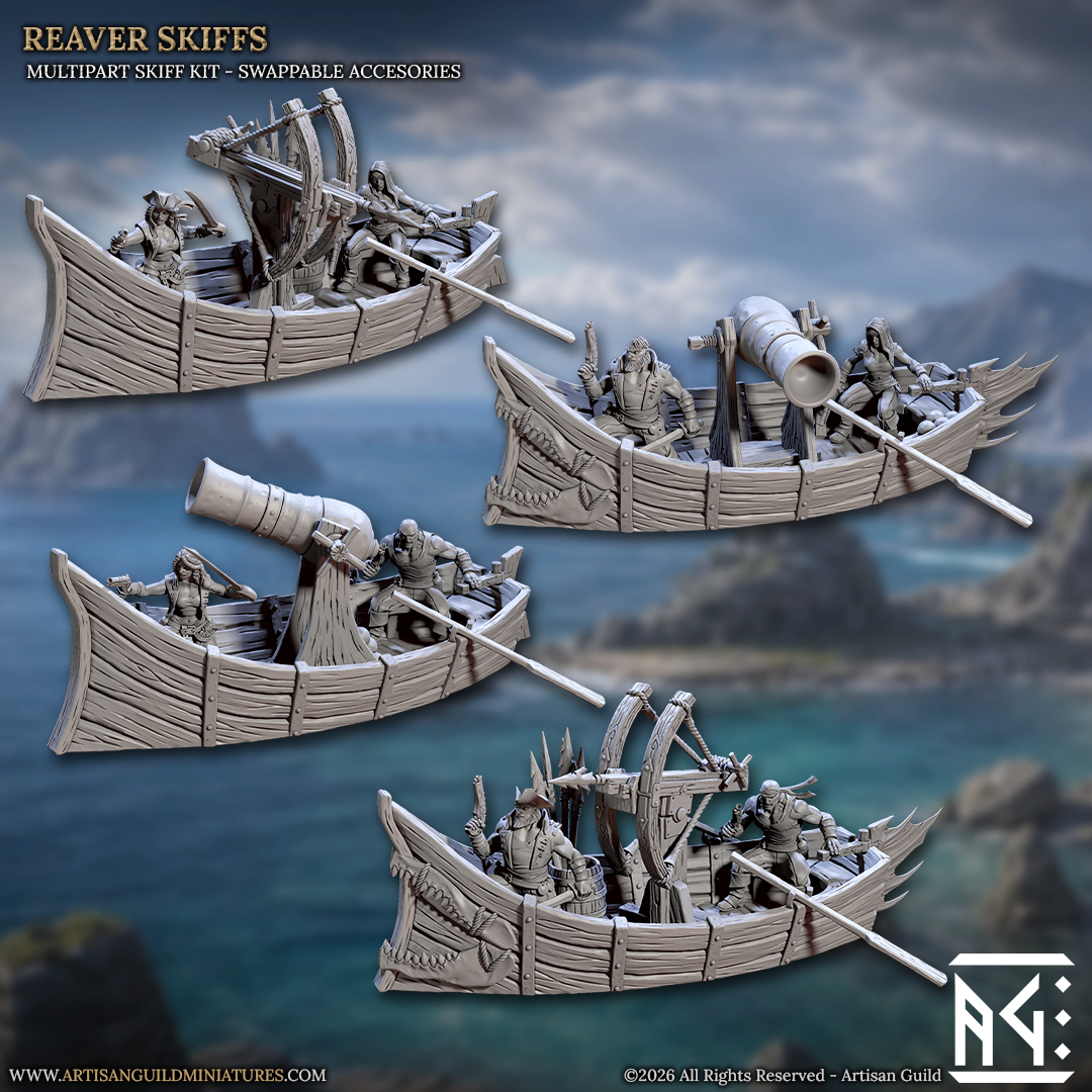 Coast Reavers, Skiffs - Pirate Rowboats (5 Variants Available) - Artisan Guild