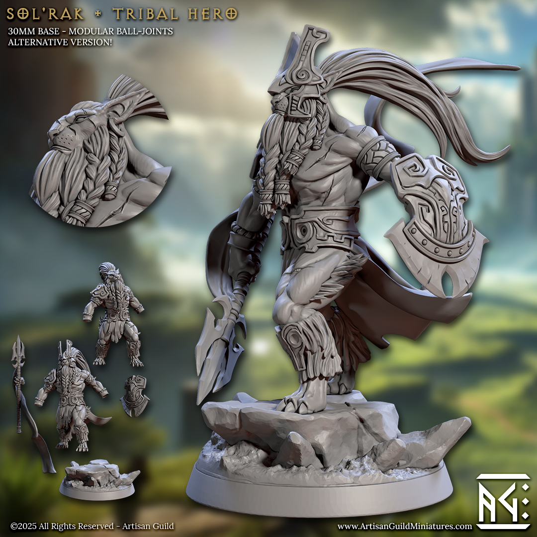 Sol Rok, Tribal Hero - Lion Folk Warrior (2 Variants Available) - Artisan Guild