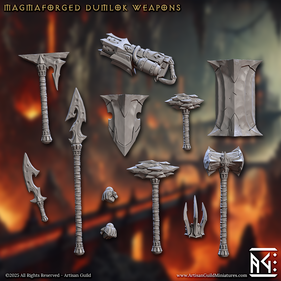 Magmaforged Dumlok Hands and Weapons, 28mm Scale (12 Variants Available) - Artisan Guild