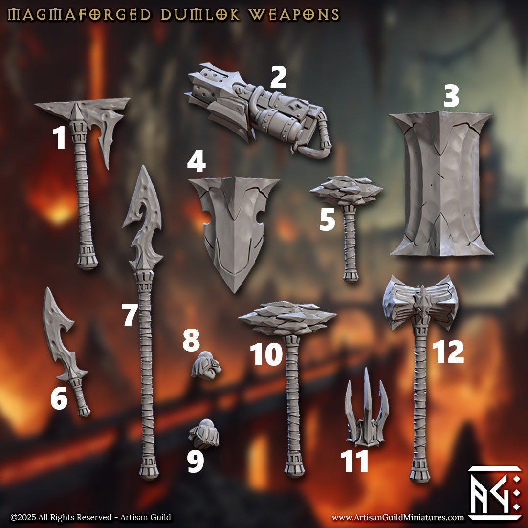 Magmaforged Dumlok Hands and Weapons, 28mm Scale (12 Variants Available) - Artisan Guild