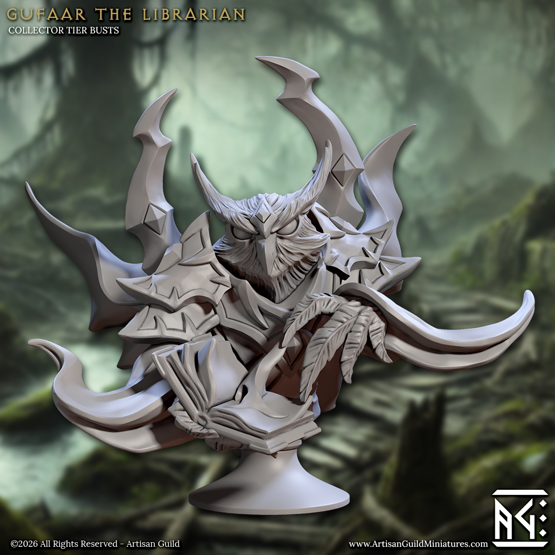 Gufaar the Librarian Bust, Owlfolk Statuette - Artisan Guild
