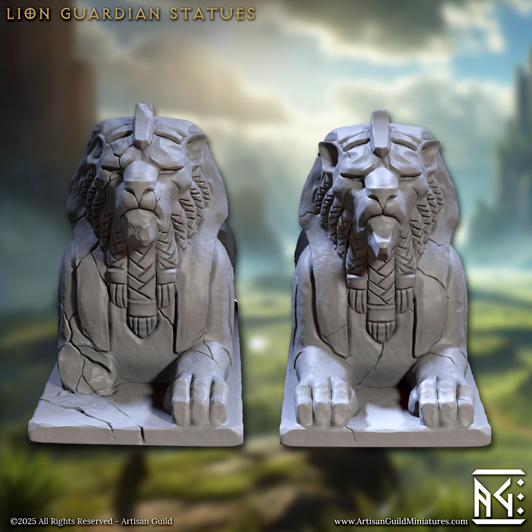 Guardian Lion Statues, Terrain Piece (2 Variants Available) - Artisan Guild