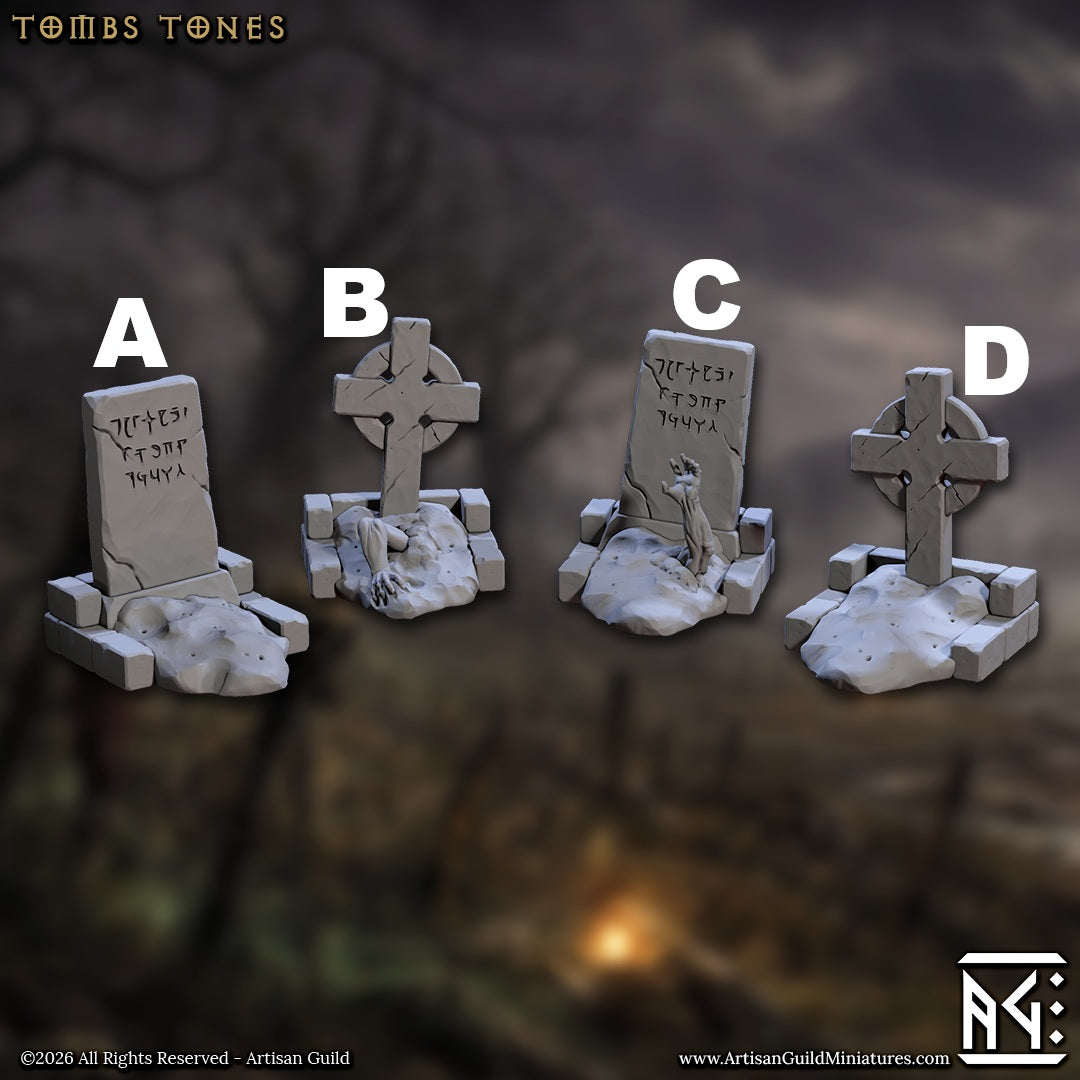 Tombstones, Scatter Terrain (4 Variants Available) - Artisan Guild