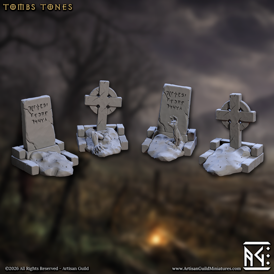 Tombstones, Scatter Terrain (4 Variants Available) - Artisan Guild