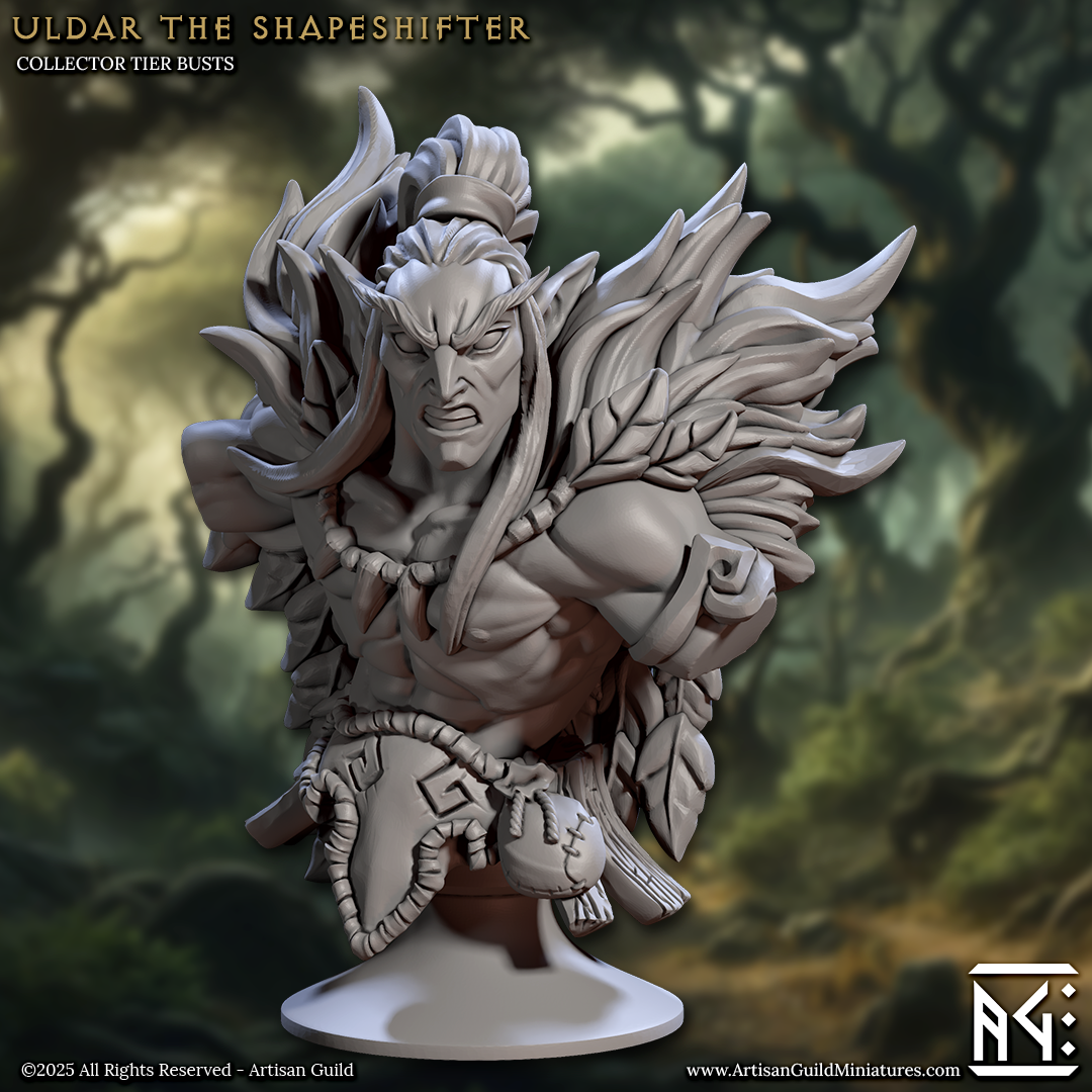 Uldar the Shapeshifter, Wood Elf Druid Bust - Artisan Guild
