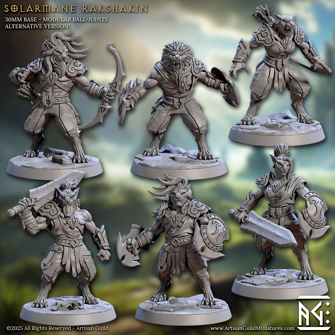 Solarmane Rakshakin, Set 1 - Lion Folk Warriors (6 Variants Available) - Artisan Guild