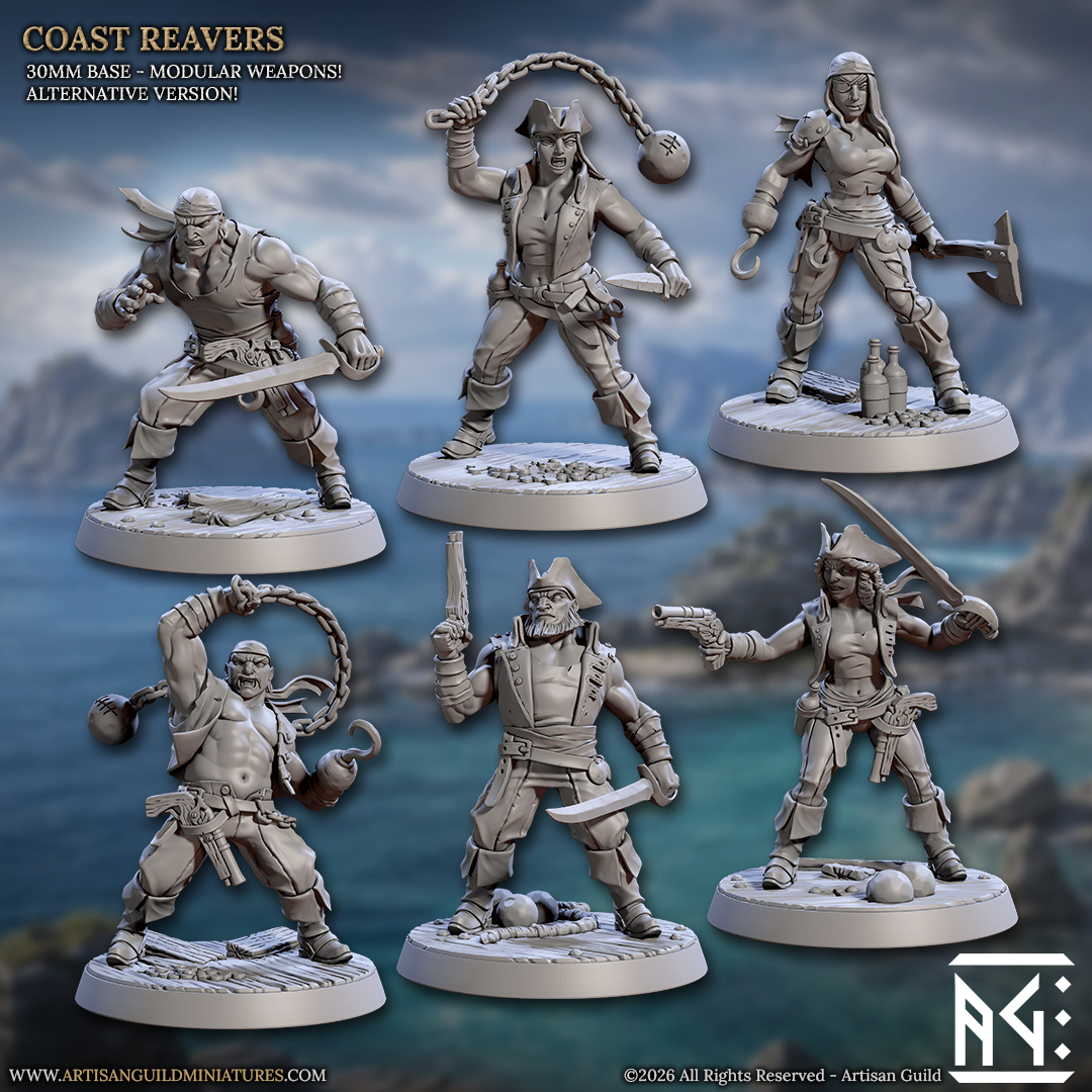 Coast Reavers, Human Pirates - Set 1 (6 Variants Available) - Artisan Guild