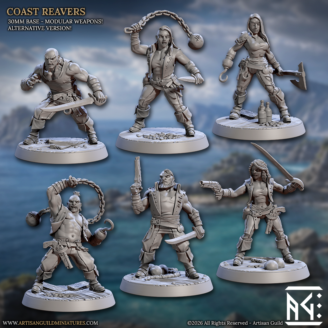 Coast Reavers, Human Pirates - Set 2 (6 Variants Available) - Artisan Guild